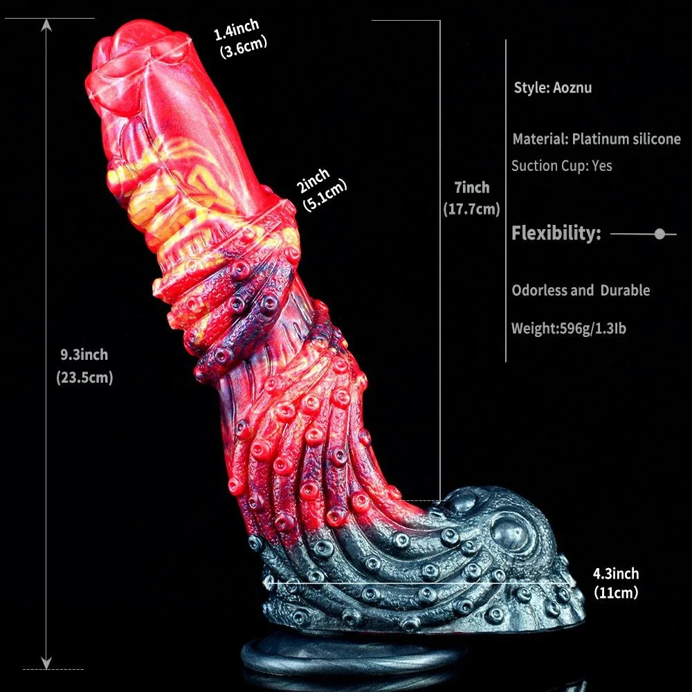 Fire Dragon Color Dildo with Sucker Soft Rubber Huge Cock Penis Colorful Animal Dildos for Adult Women