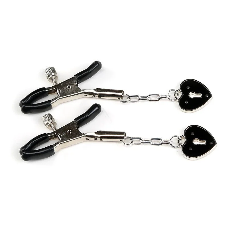 Metal heart breast clip sex toy breast clip couple training flirting breast clip adult product