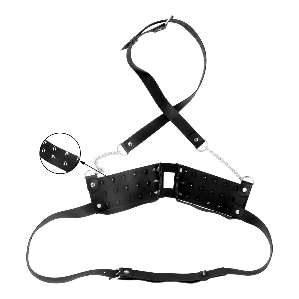 PU Leather Spikes Stimulation Breast Restraint Sex Toys Belt Lingerie Bondage Kit Harness Lingerie for Couple Games Pleasure