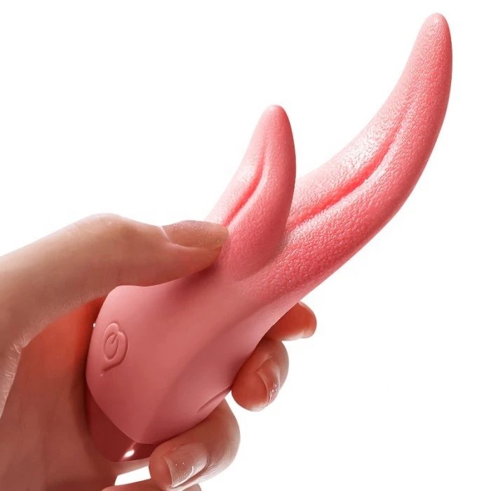Women's Dual Tongue Vibrator with 10 Frequencies Realistic Clitoris Stimulation Product