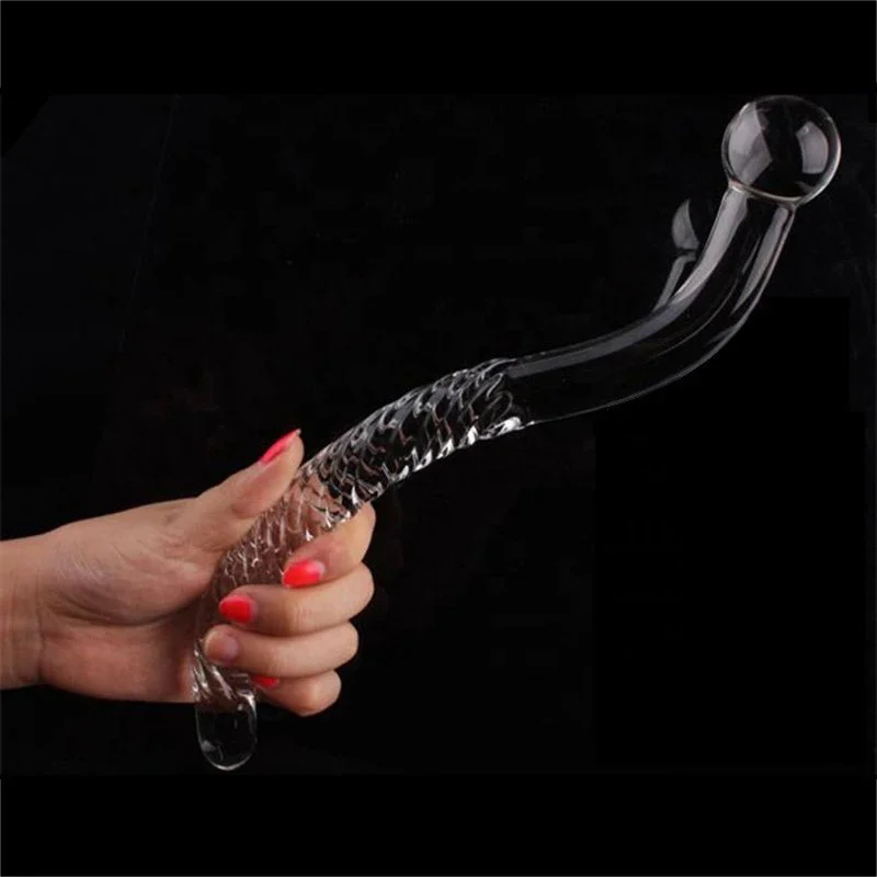 Double Beads Crystal Glass Dildo Faked Penis Female Vagina or Gay Butt Plug Masturbation