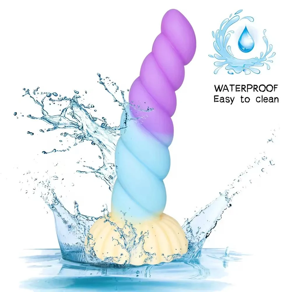 Colorful Jelly Luminous Eco-Friendly Silicone Dildo Anal Plug Strong Suction Cup Waterproof IPX6 Women Couples Sex Toy