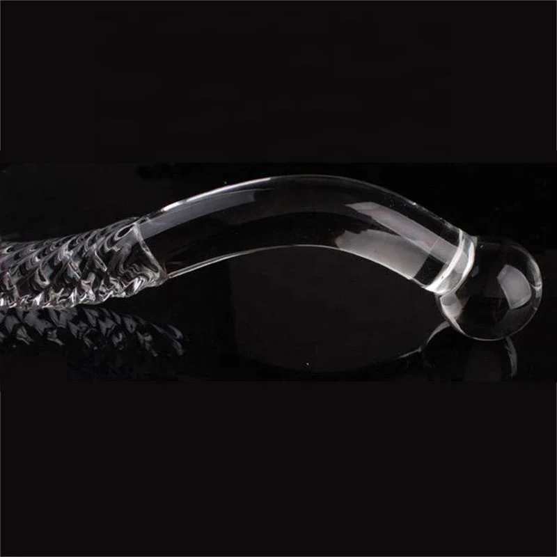Double Beads Crystal Glass Dildo Faked Penis Female Vagina or Gay Butt Plug Masturbation