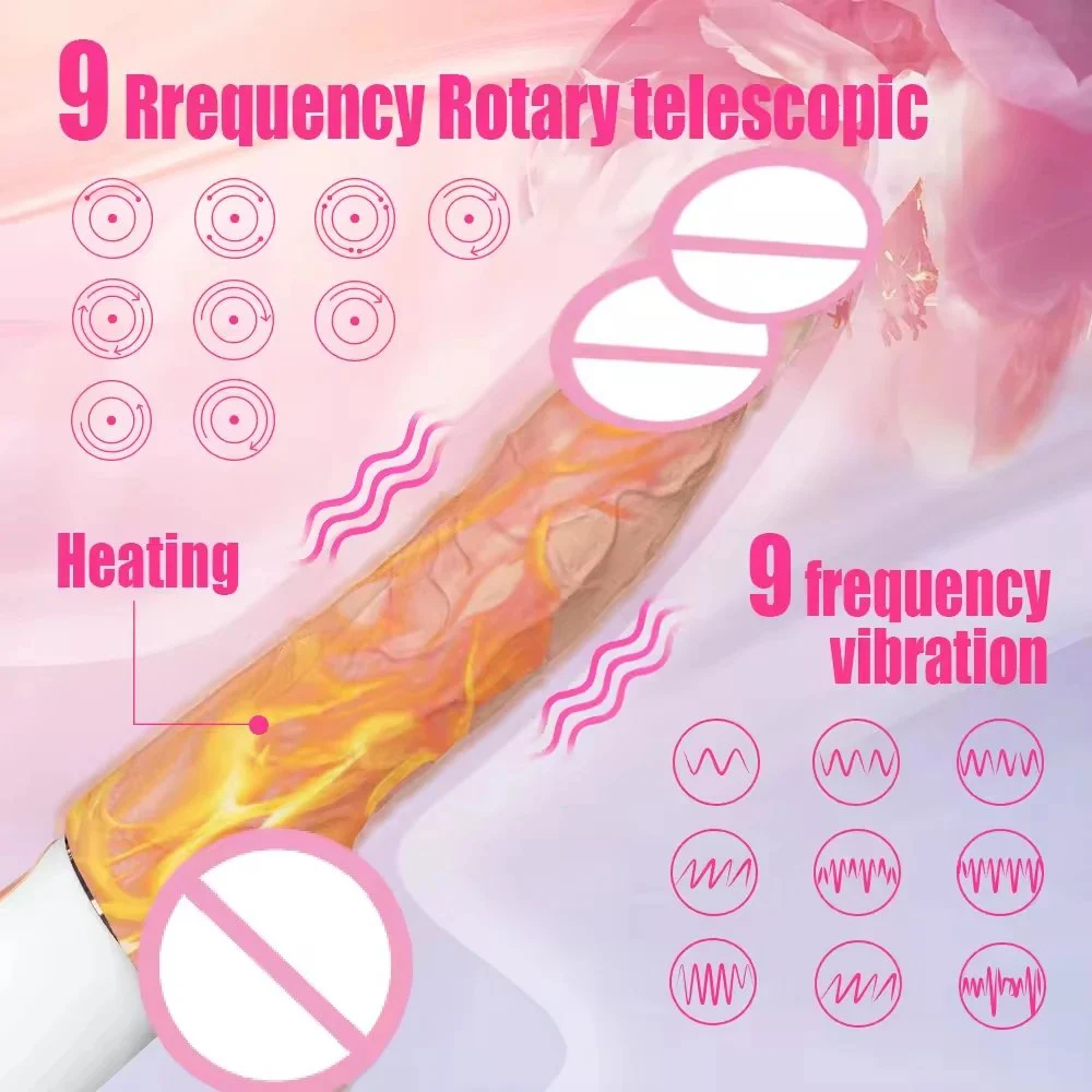New Arrival Female Vibrator Dildo 9 Frequency 1 Heating Mode Swing Vibration Suction Cup Dildo