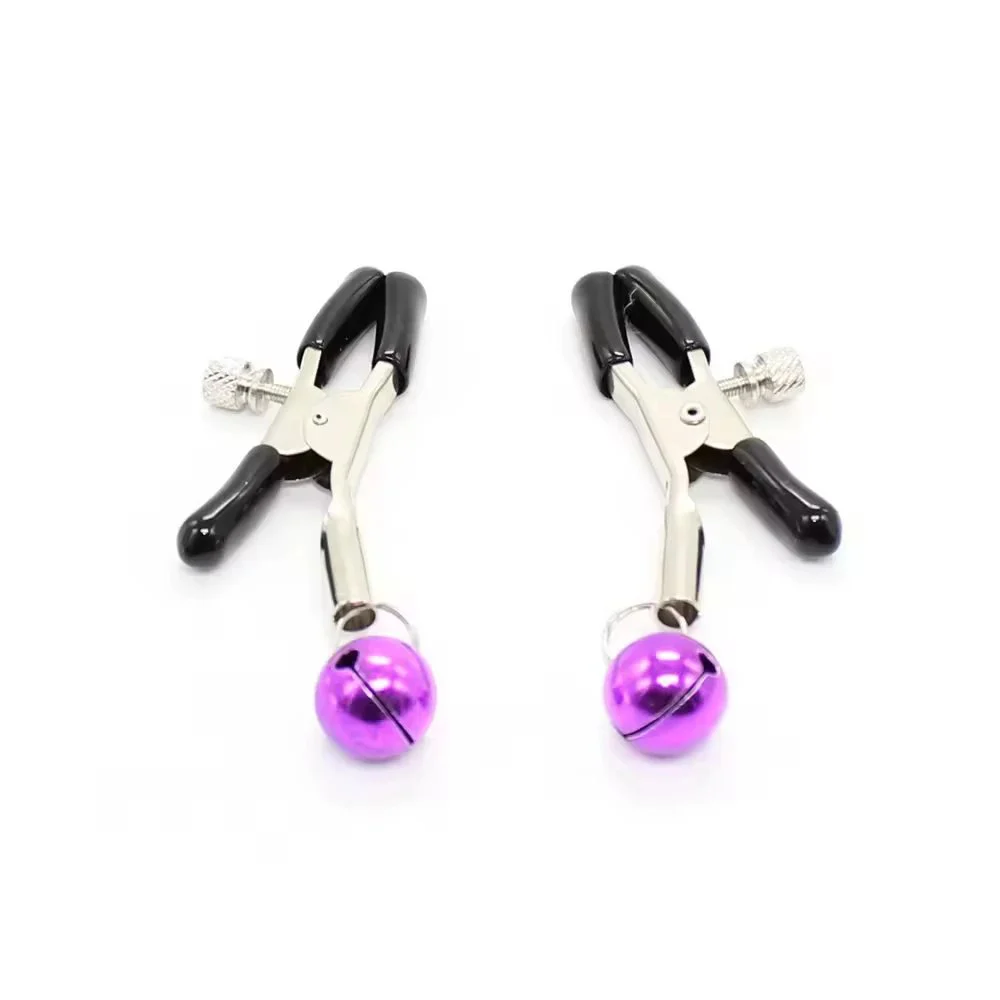 Deluxe Adjustable Nipple Clamps Set with Bells and Glass Balls for Couples Play Sensual Breast Training Adult Toy