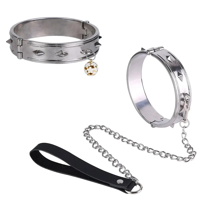 Diamond Spire Premium Leather Adjustable Collar for Submissive Play with Spikes & Metal Buckle