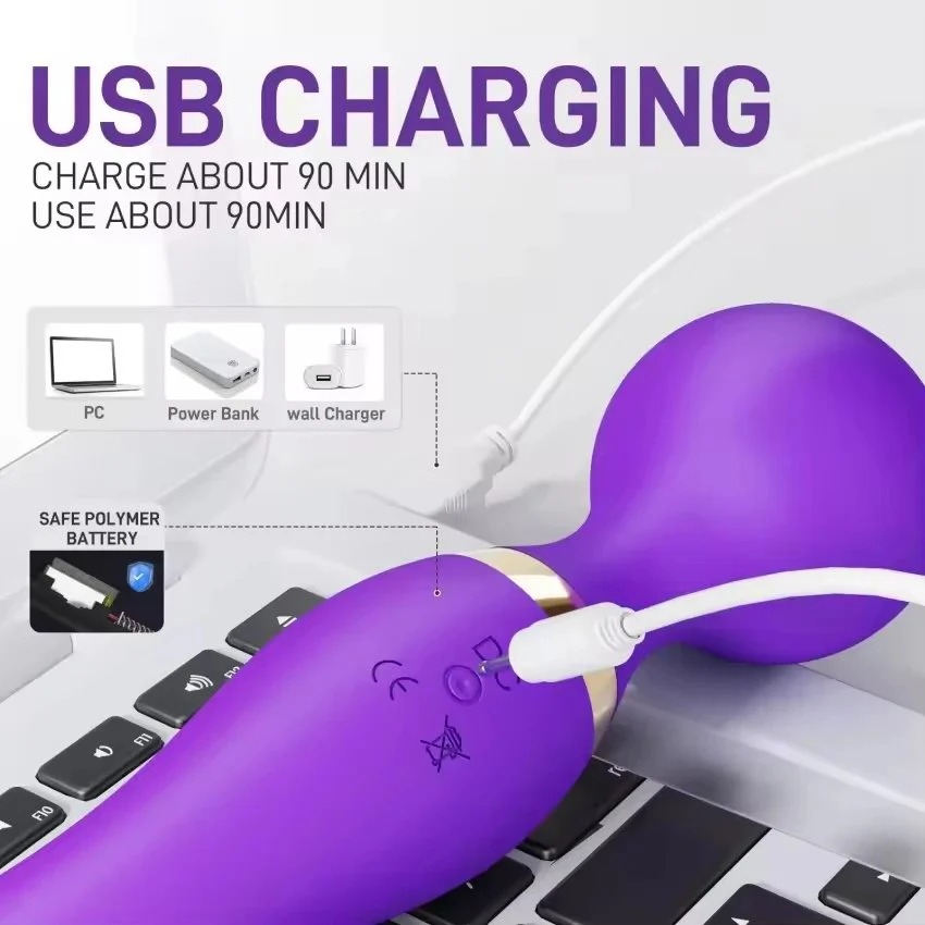 Double Head Av Wand Vibrator Soft Silicone Massager Stick Female Clitoris Stimulator Adult Products Dildo Sex Toys for Woman