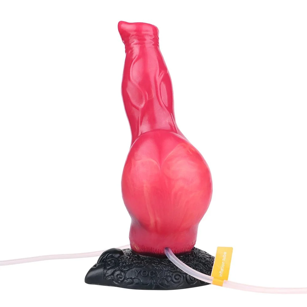 Fantasy Inflatable Squirting Dildo Anal Plug Thick Big Dog Knot Dildo Animal Penis Realistic Ejaculating Sex Toy for man Women