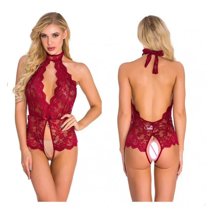 Nightgown Women Crotchless Lace Bodysuit Sexy Open Crotch Lingerie