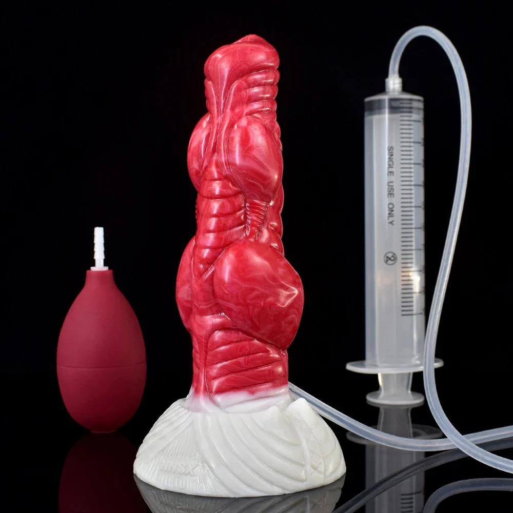 Ejaculation Dog Dildo with Suction Cup 4 Knots Scale Animal Squirting Penis Fantasy Dick Masturbation Butt Plug Sex Toy