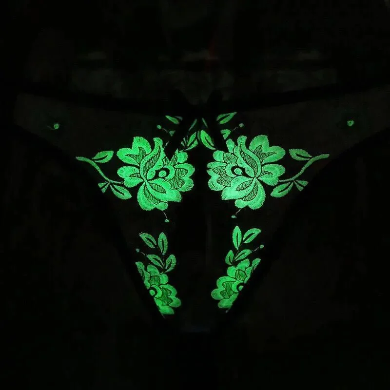 Sex Appeal T-Back Thongs Erotic Transparent Lace Panties Sexy Underwear Luminous Sexy Lingerie
