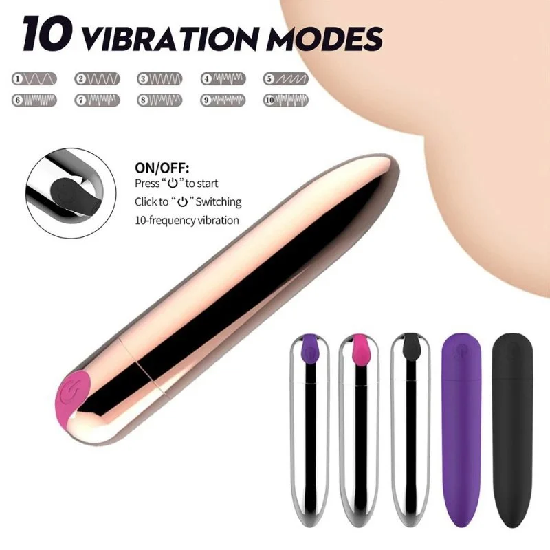 USB Rechargeable 10-Speed Vibrating Bullet Vibrator for Women with Clitoral & G-Spot Stimulation