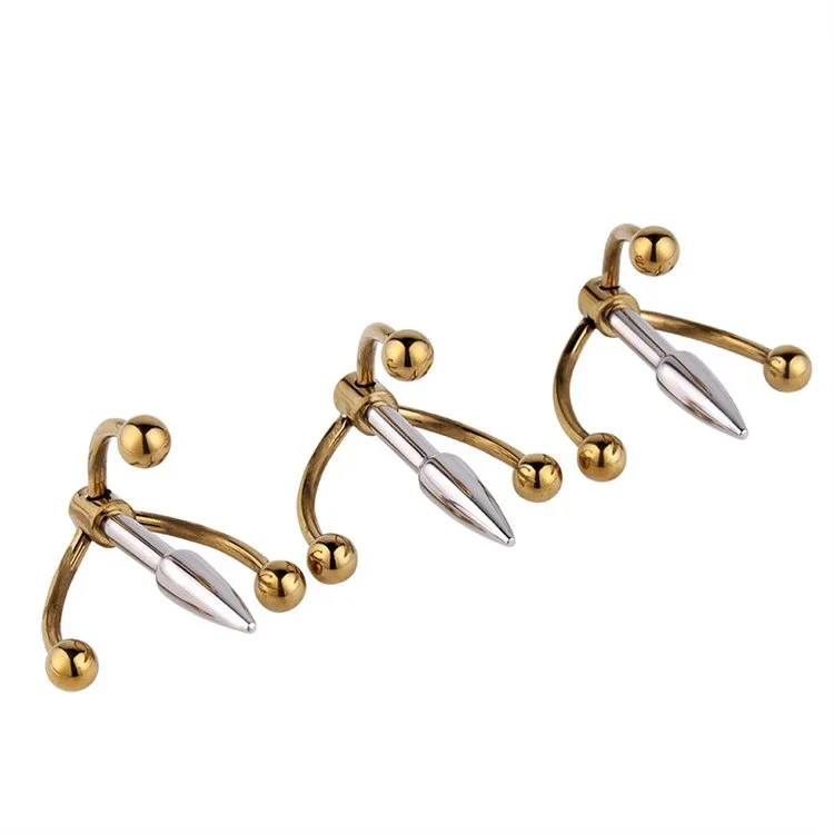 Erotic Penis Plug Urethral Toys for Male Solid Cock Sound Stainless Steel Golden Claw Head Urethral Plug
