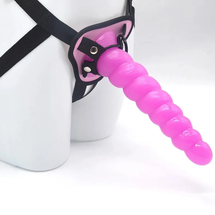Sex Shop 25cm Beads Anal Plug Conch Shaped Strap Ons with Adjustable Leather Belt Lesbian Sex Toy Beaded Strap on Dildo Anal