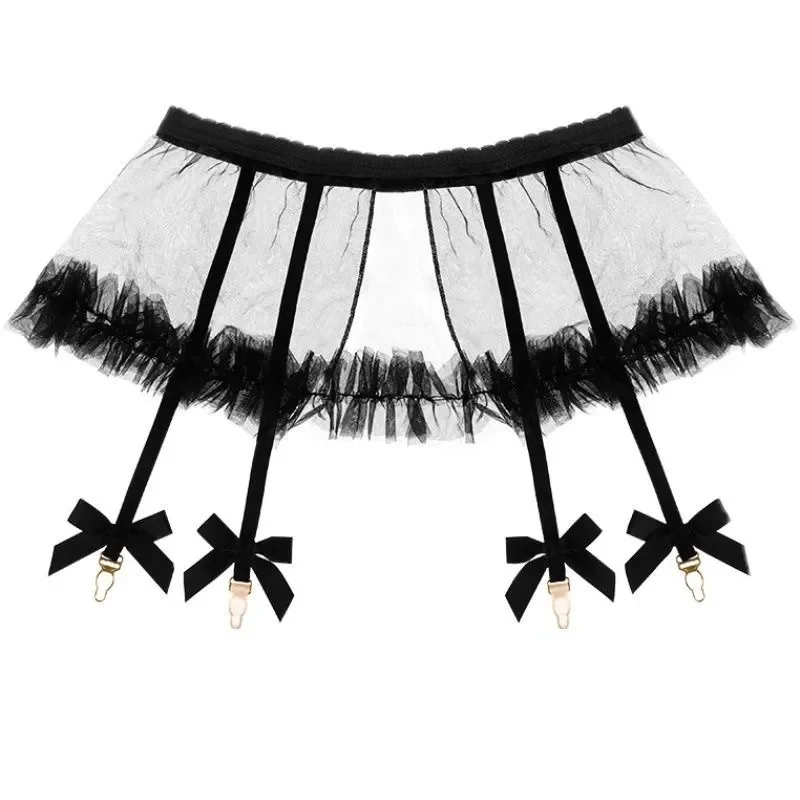 Discreet Shipping Women Sexy Lingerie Transparent Seductive Mesh Fluffy Short Skirt Garter