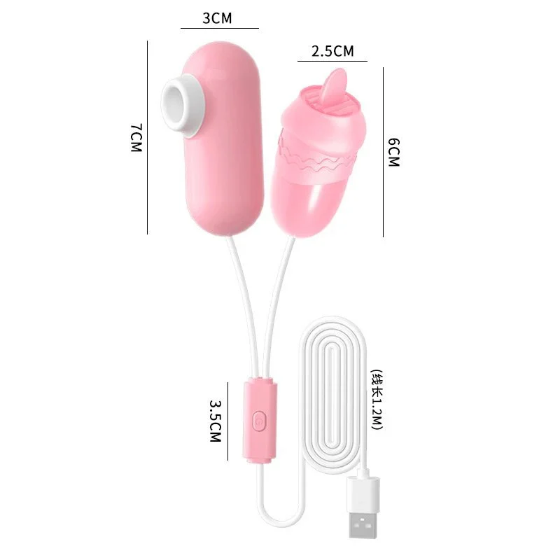 Flirting Egg Sucking Tongue Licking Double Jumping Egg USB Charging Masturbator Female Adult Sexual Equipment