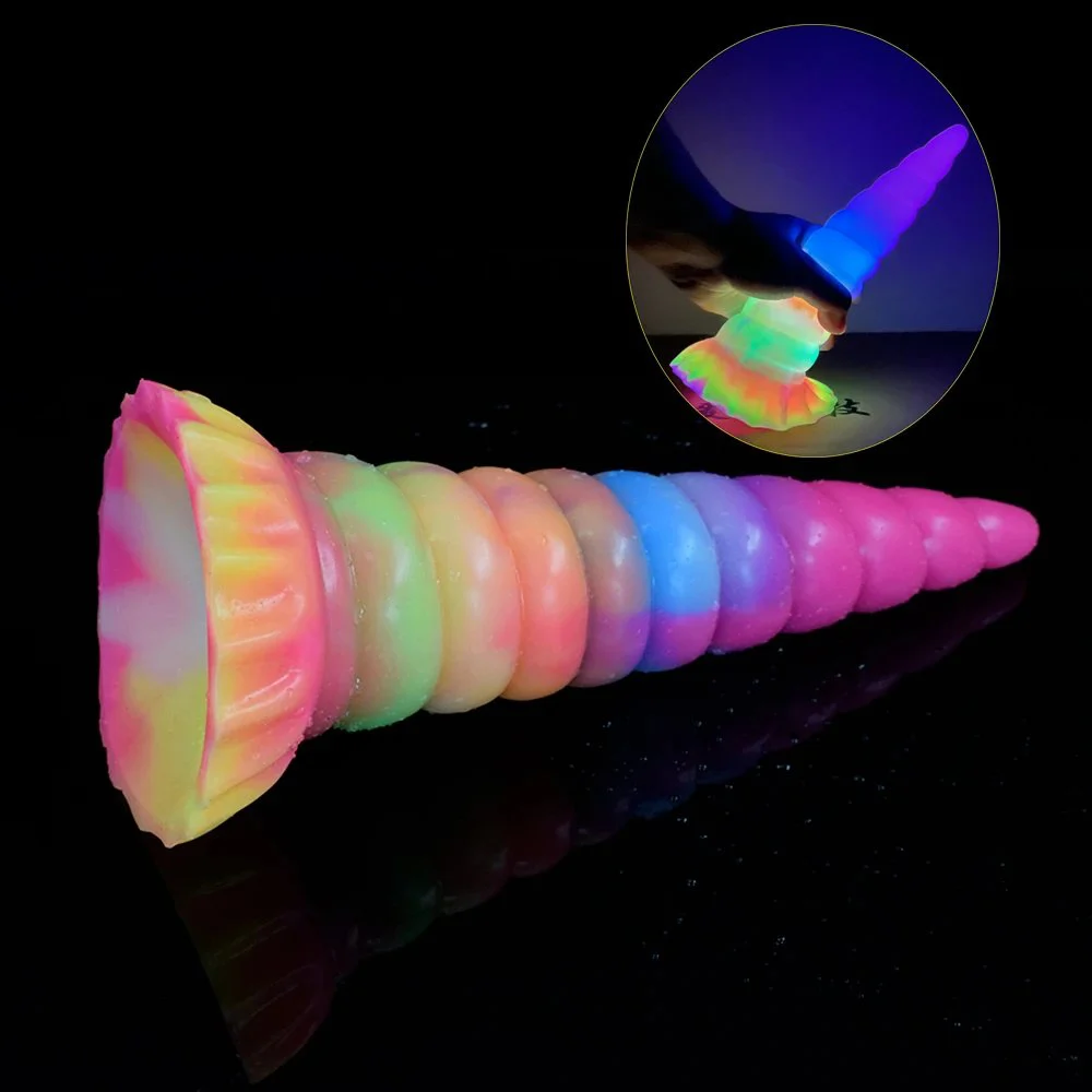 Big Size Unicorn Glow in Dark Dildos Adult Silicone Comfortable Realistic Suction Cup Anal Plug Penis Dildos for Women