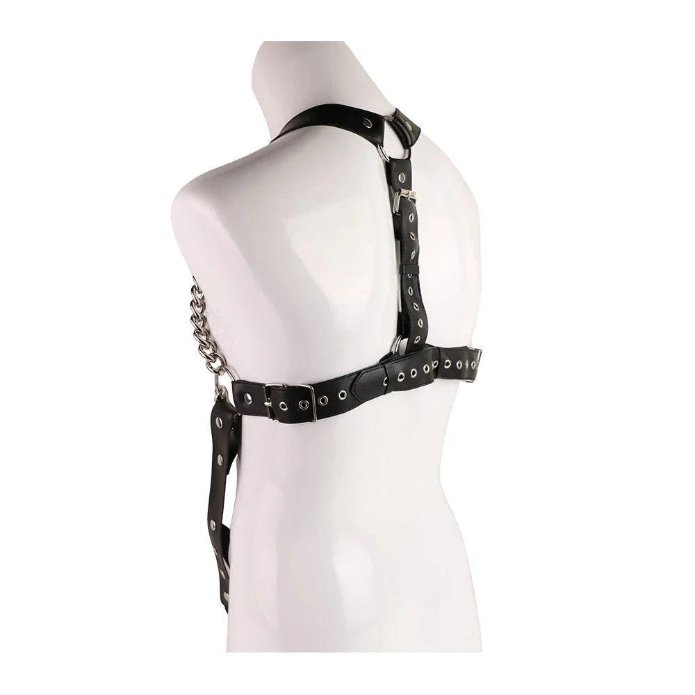 Leather Body Harness with Cock Ring,Sex Bondage Restraints Adult Sex Toys for man,Mens Leather Chest Full Body Harness