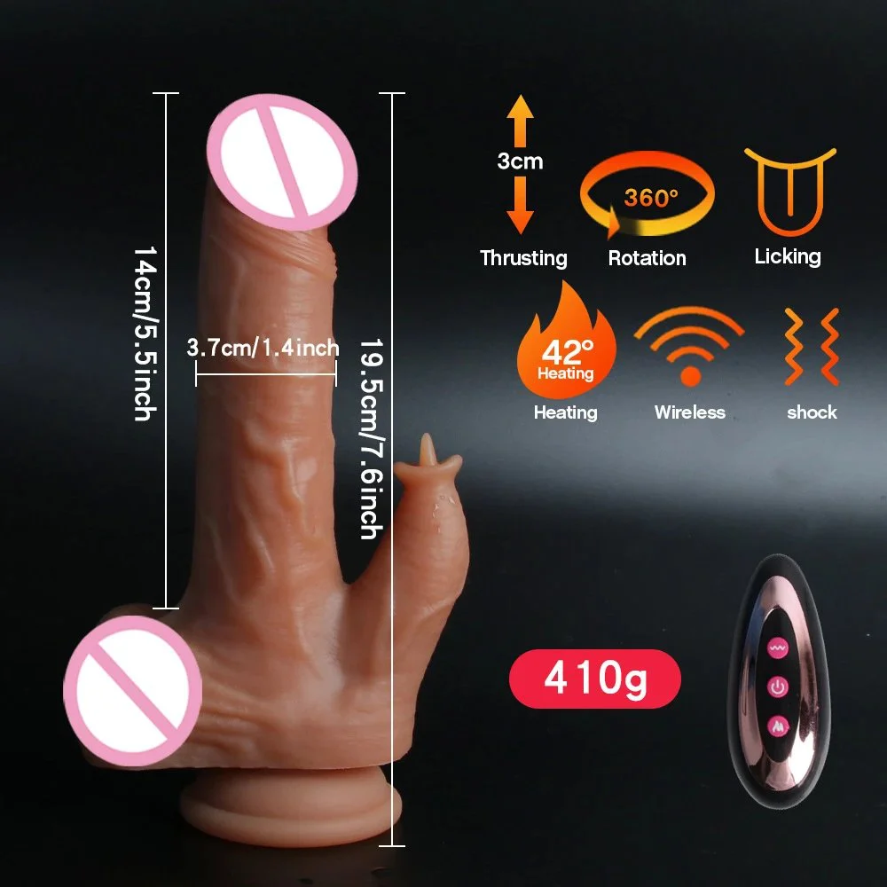 Female Adult Toy With Wireless Remote Control Heating Stretching and Realistic Vibration Dildo