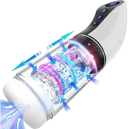 Automatic Sucking LCD Display Male Masturbator 9 Thrusting Rotating Functions Vagina Dildo Vibrating Masturbation Toy for Men