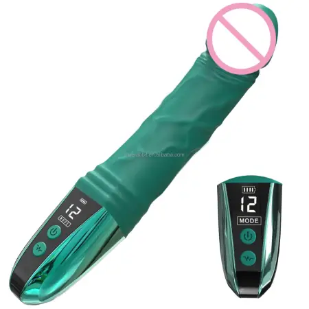 USB Rechargeable Sex Toy Realistic Silicone Women G Spot Dildo Vibrator with LCD Screen Display