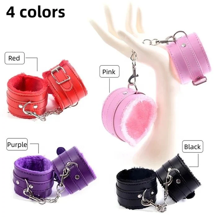 Male Sexy Bondage Novelty Fetish Leather Handcuffs Harness Style Restraint for Adult Use
