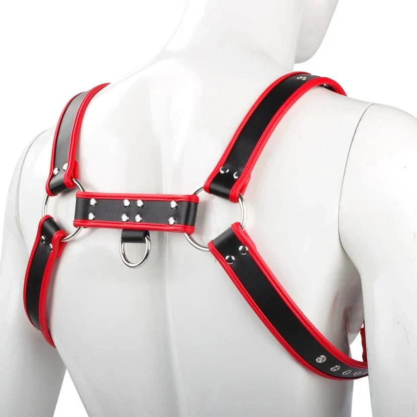 Fetish Gay Leather Chest Harness Adjustable Sexual Fetish Full Body Men Slave Leather Corset Bondage for Men
