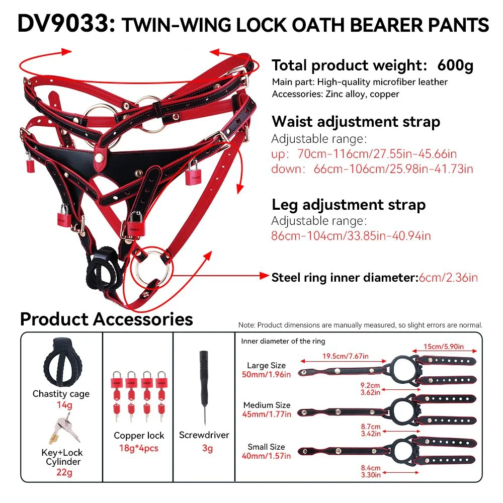 Lockable Bondage Pants with Dildo Harness - Front Restriction Rear Stimulation Detachable Chastity Pants 4 Locks Y-Shape Crotch