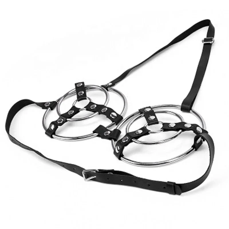 Female Bondage Bra Adjustable Stainless Steel Hollow Out Brassiere Metal Harness Open Cup Bra Cage for Women