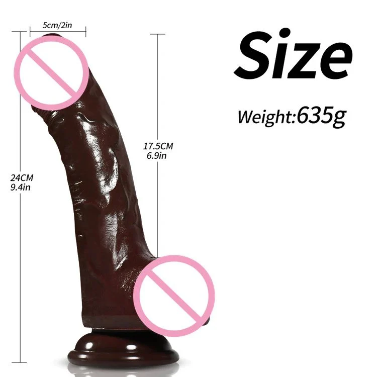 Double Liquid Silicone Female Masturbation Super Brown Realistic Dildo Adult Sex Toys for Women
