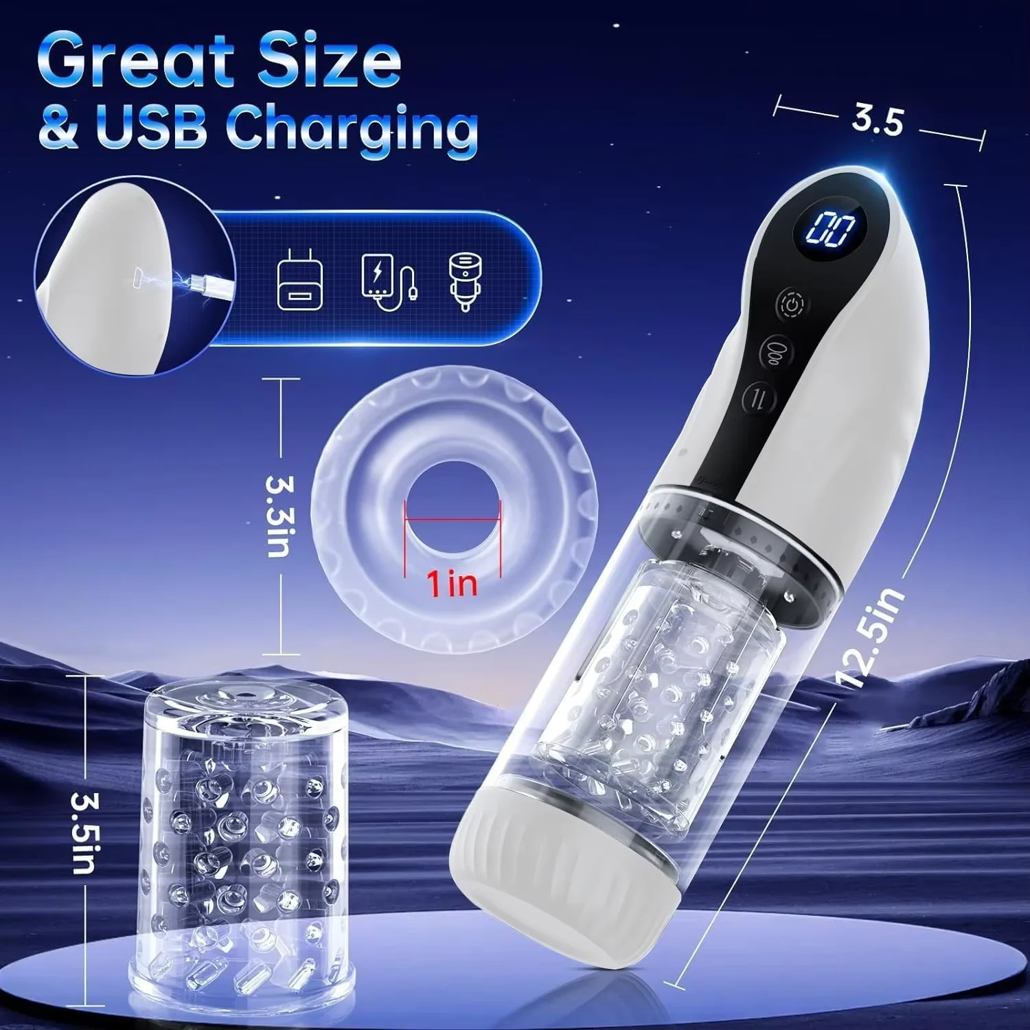 Automatic Sucking LCD Display Male Masturbator 9 Thrusting Rotating Functions Vagina Dildo Vibrating Masturbation Toy for Men