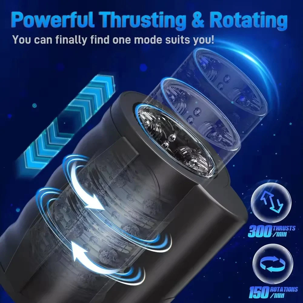 BLACK Automatic Retractable Men's Private Care Belt with Suction Heating Thrust Function Safety Other Body Care Tools
