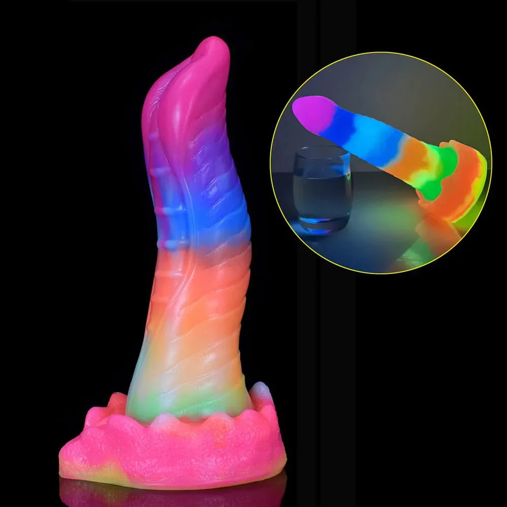 Style Luminous Sction Cup Anal Plug Soft Rubber Realistic Sex Toy for Male Female