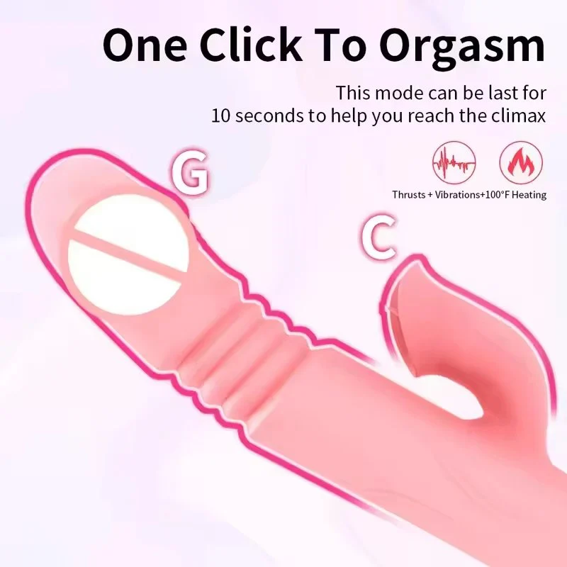 USB Rechargeable Multi-Function Women's Sex Machine G-Spot Vibrator Heated Stretchable Dildo Clit Rotate Stroke Clit Rotate