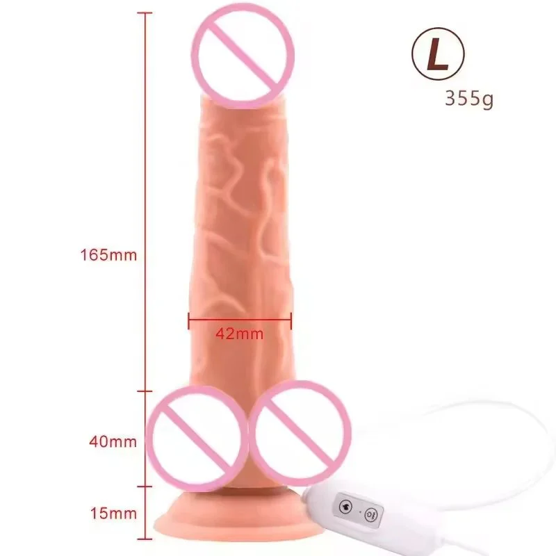 USB Rechargeable Thrusting Vibrating Realistic Dildo With Strong Suction Base Penis Sex Toy