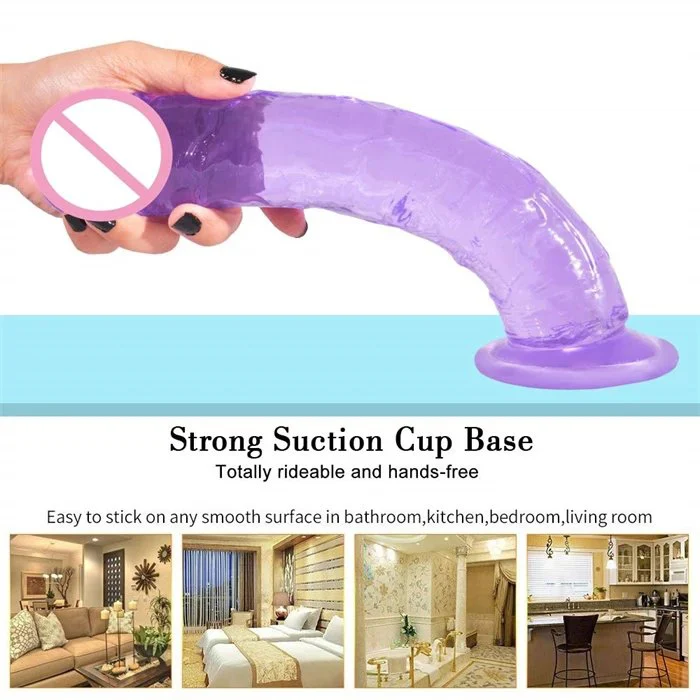 Crystal Soft TPE Dildo Stimulator Realistic Adult Sex Toys for Men and Women Made of Liquid Silicone and ABS Material