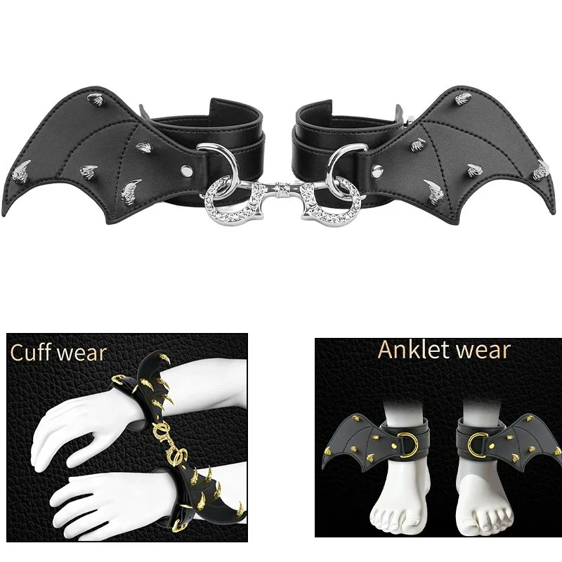 Handcuffs + Ankle Cuffs Set Leather Material for Enhanced Sensation Adult Novelty for Couples Roleplay