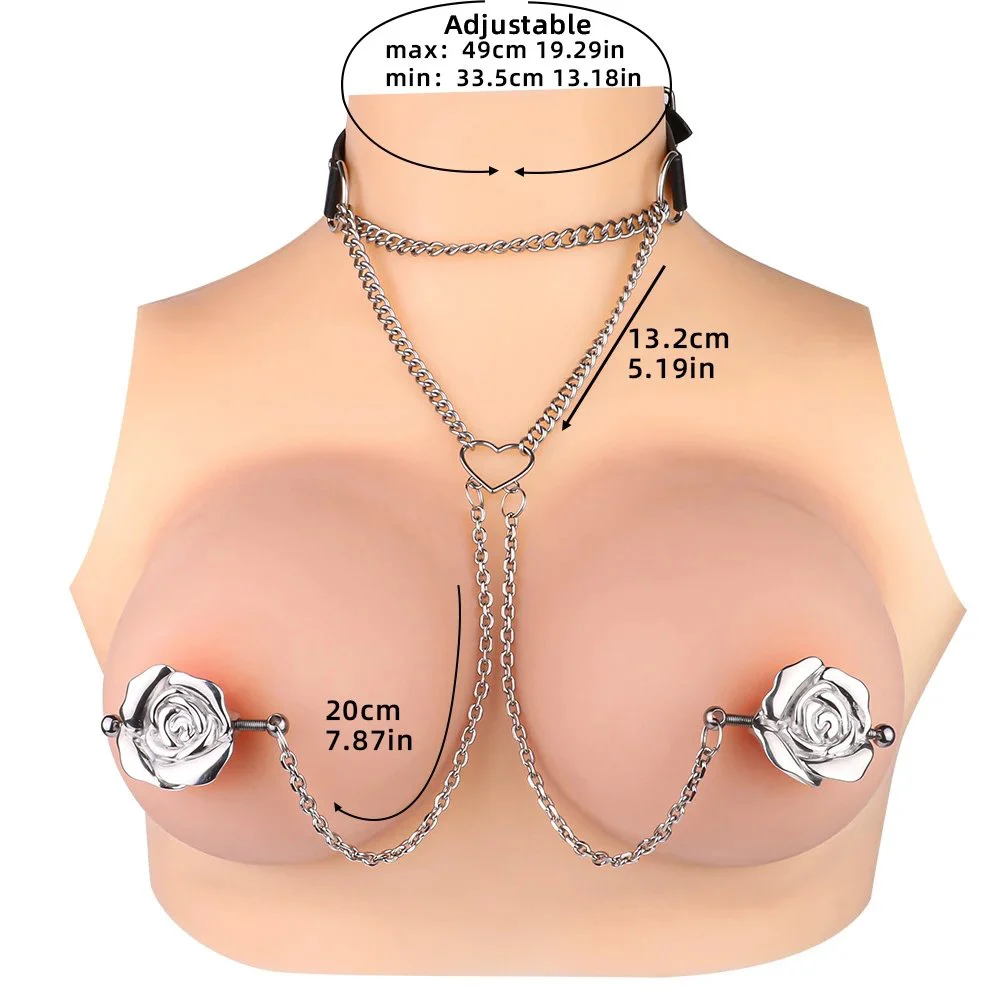Flower Shape Screw Tightening Nipple Clamps Sex Bondage Leather Breast Restraints,collar with Nipple Clips, Leather Harness