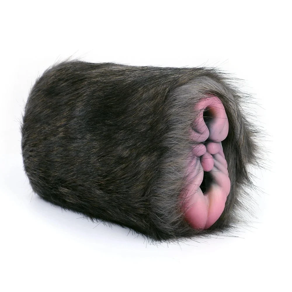 Dual Channel Male Masturbator in Fur Fantasy Furry Onahole Soft Silicone Sex Toy for Men Realistic Vagina Penis Exerciser