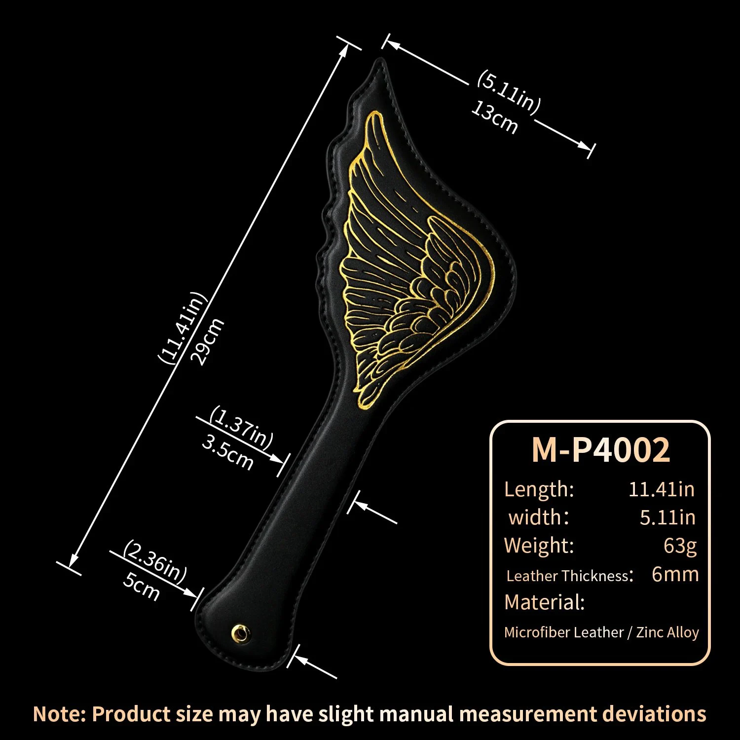 FUN New Leather Spanking Paddle Bondage Discipline Toy for Submissives, Fallen Angel Dark Style for 18+