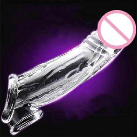 7-Inch Transparent Men's Cock Enlarger Ring Sex Toy Strong Penis Sleeve