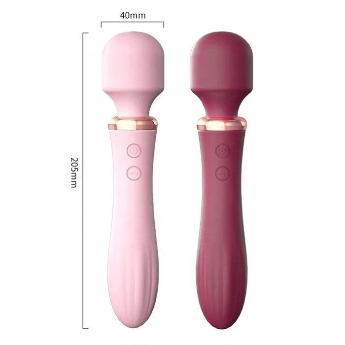 USB Rechargeable 10-Vibration Waterproof Silicone Heating Wand Massage Double-Head G-Spot Vibrator Dildo