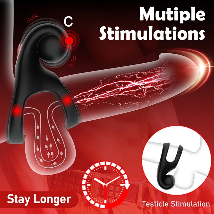 10 Frequency Male Penis Delayed Ejaculation Cock Ring Vibrator for Male Masturbation