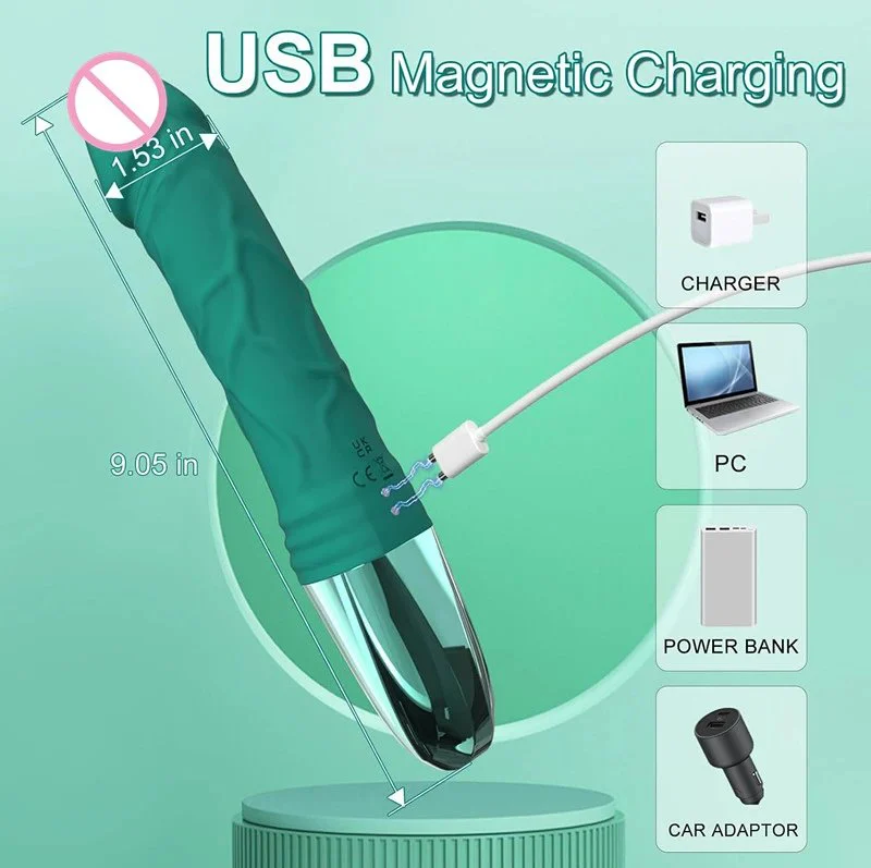 USB Rechargeable Sex Toy Realistic Silicone Women G Spot Dildo Vibrator with LCD Screen Display