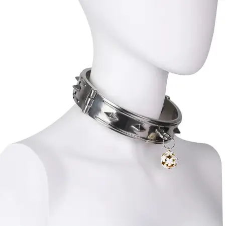 Heavy Metal Collar with Chain Bondage Slave Cosplay Costume for Man Woman Couple Pleasure