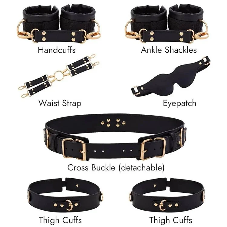 Leather Plush Bondage Set Handcuffs Sex Toys for Couples