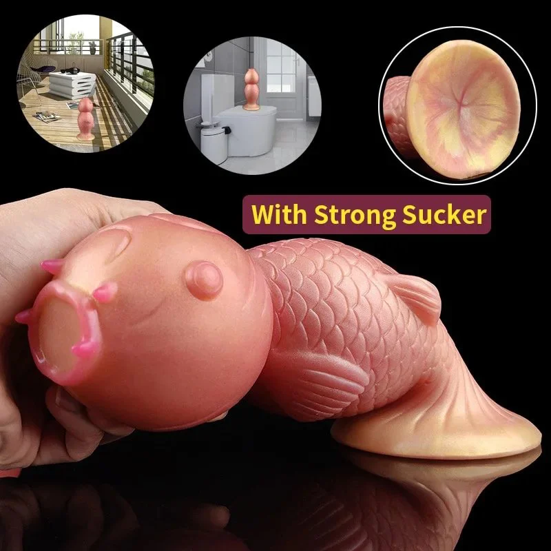 Huge Koi Dildo Liquid Silicone Anal Plug 8.9cm Thick Buttplug Sex Toy for Women Men Masturbator Beads SM Gay Sexy Shop