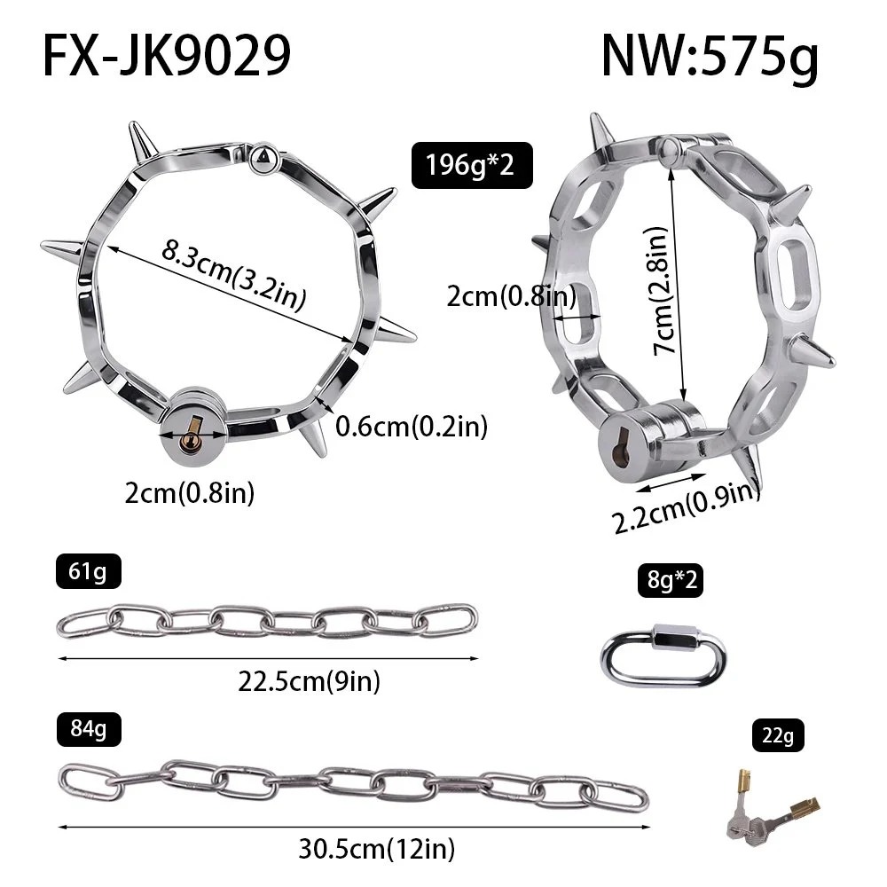 Heavy Duty Stainless Steel Wrist Ankle Cuffs with Padlock Bedroom Sex Bondage Restraints Set Metal Restraint Gear for Men
