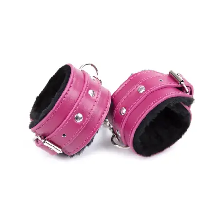 Sexy Adult Product Furry Leather Black Handcuffs Legcuffs Red Pink Sex Toys