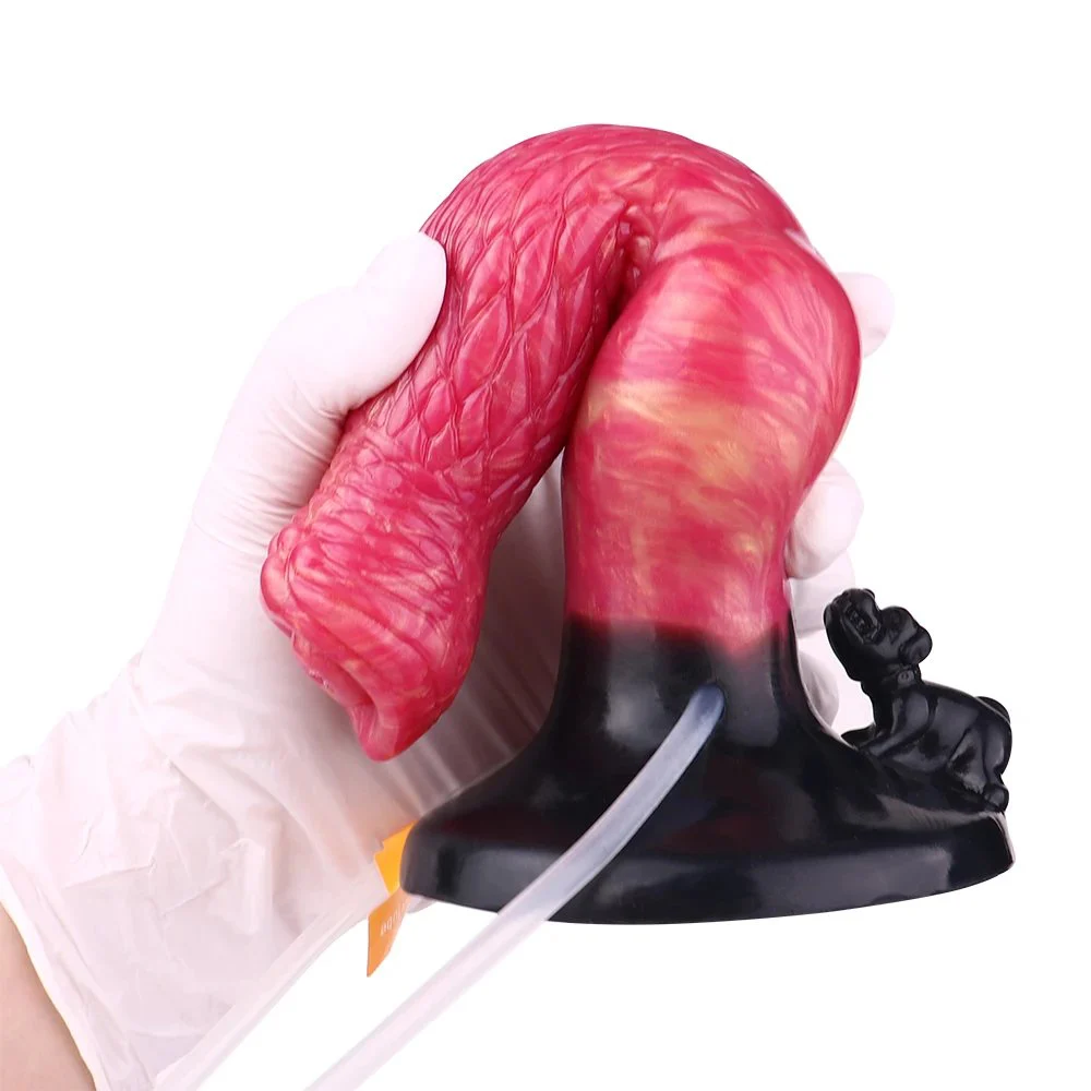 Red Inflatable Water Jet Dildo with Suction Cups for Body Attachment Toys to Enhance Your Sex Life Experience